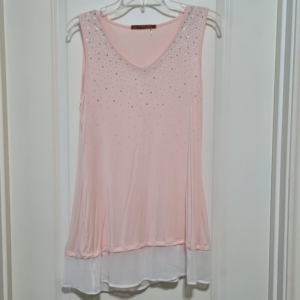 Belldini Embellished BallerinaTank, Pink, Small